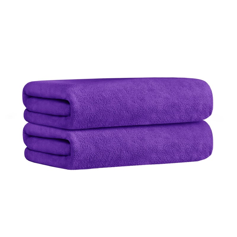 JML Microfiber Bath Towels, 2 Pack Extra Large Microfiber Towel for Body, 30" x 60", Oversized, Ultra Soft, Super Absorbent, Fast Drying, Perfect for Bathroom, Shower, Sauna, Yoga, Gym, Violet - Image 2